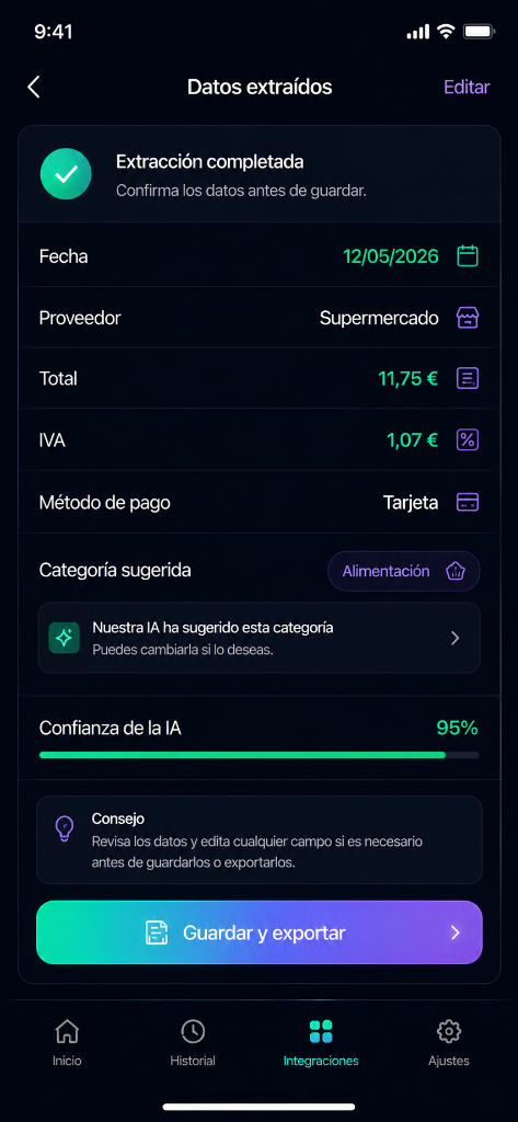 ScanSheet AI extracción de datos